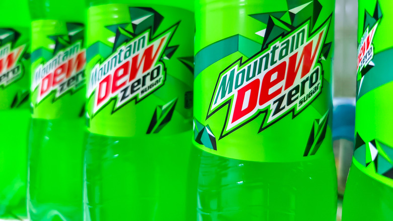 Bottles of Mountain Dew zero sugar