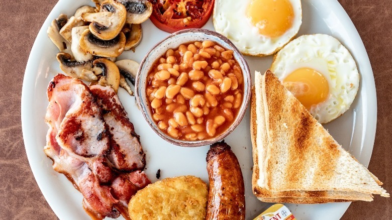 Full English breakfast from above