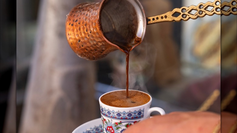 Pouring Turkish coffee