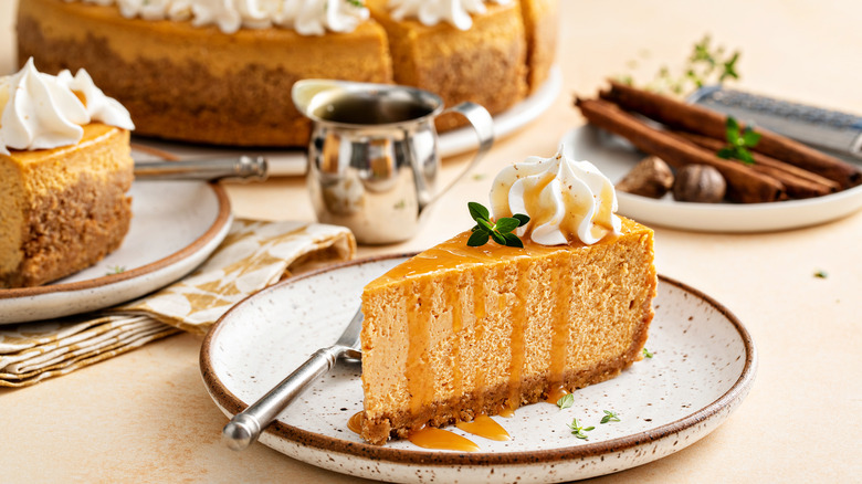 Pumpkin cheesecake with whipped cream