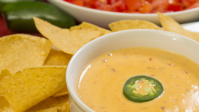 Hot cheese dip in ramekin