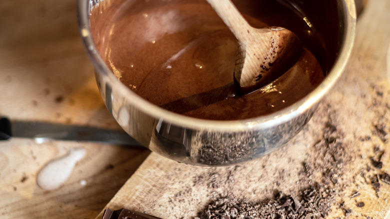 Melting chocolate in saucepan