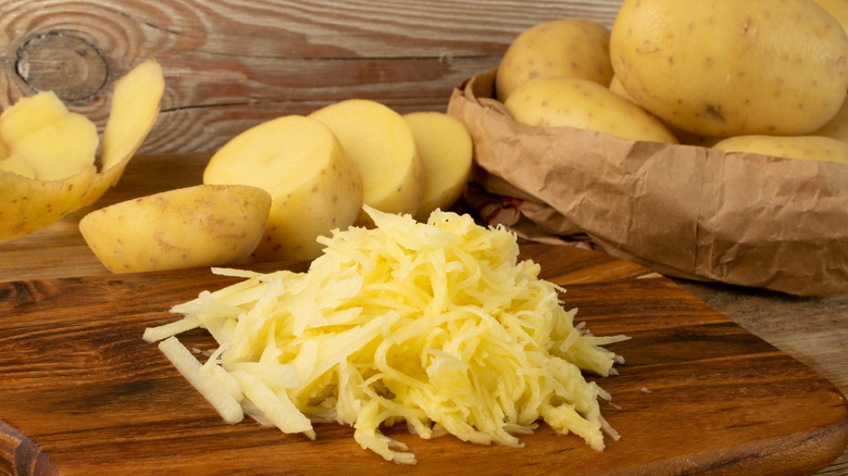 grated and whole potatoes