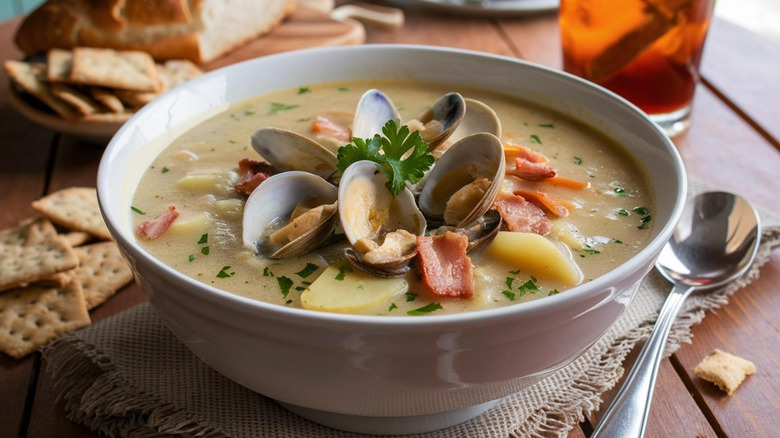 clam chowder close-up