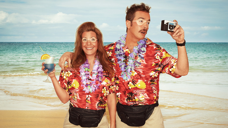 Tourists with Hawaiian shirts and cameras