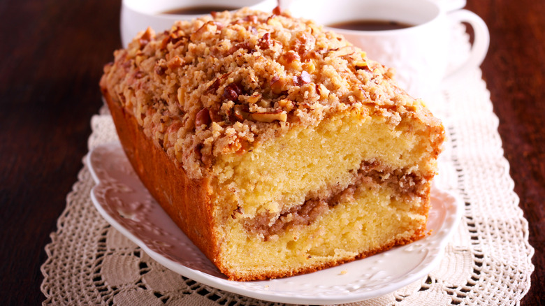 Coffee cake loaf on plate