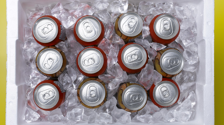 soda cans in cooler