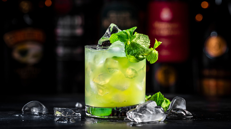 Cocktail with ice melting