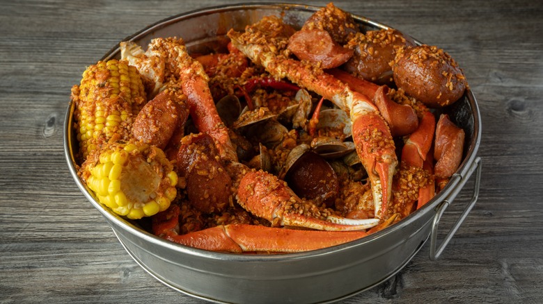 Cooked Cajun seafood boil