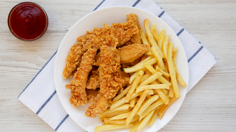 Homemade chicken tenders and fries