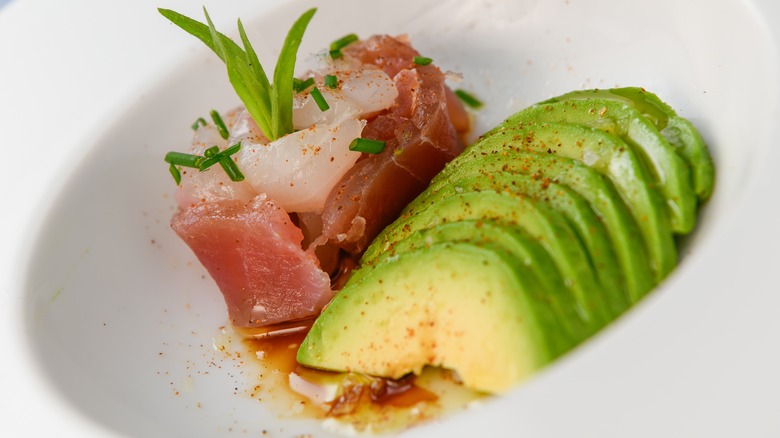 Ceviche with avocado and chives