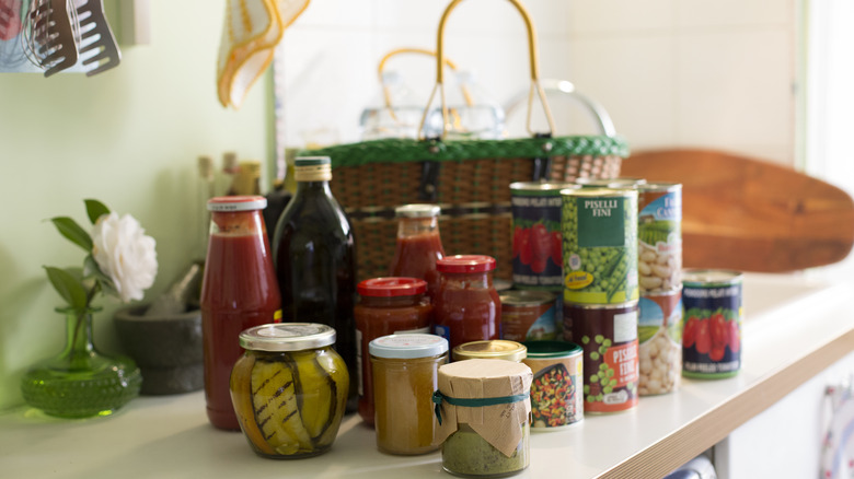 Canned foods on a countertop