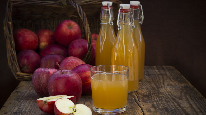 Apple cider in bottles