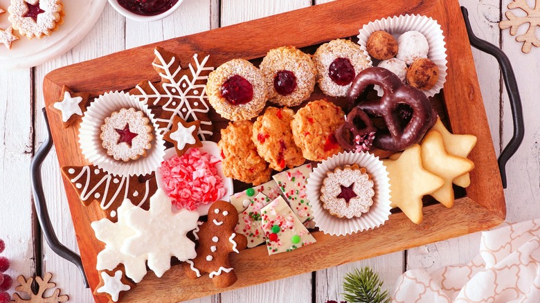 Platter of holiday cookies and treats