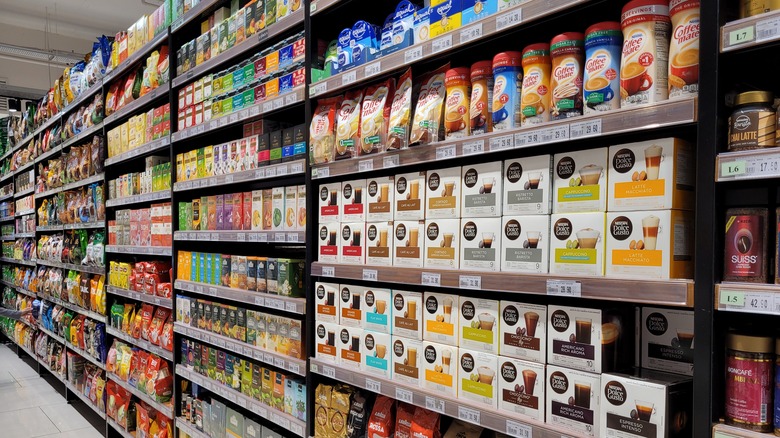 coffee brands stocked on shelf