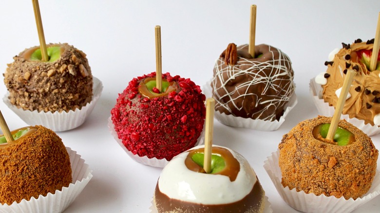 An assortment of candied apples