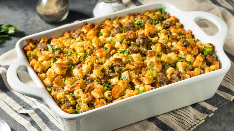 Pan of stuffing