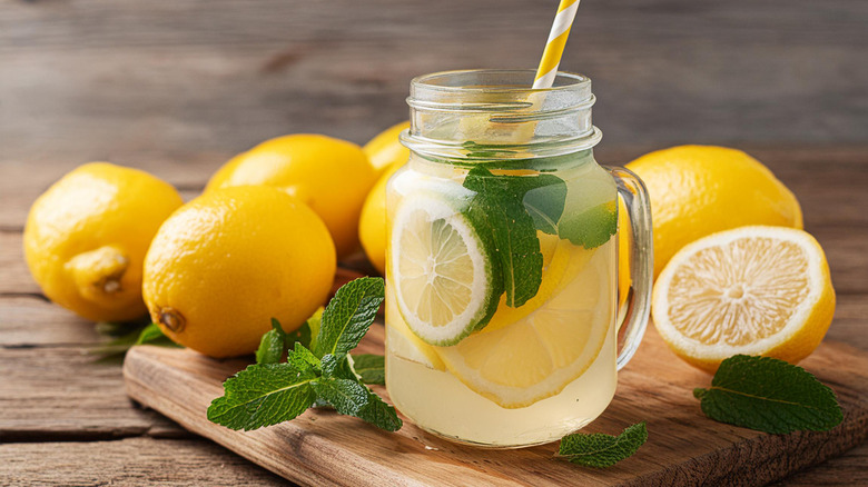 fresh lemonade with lemons