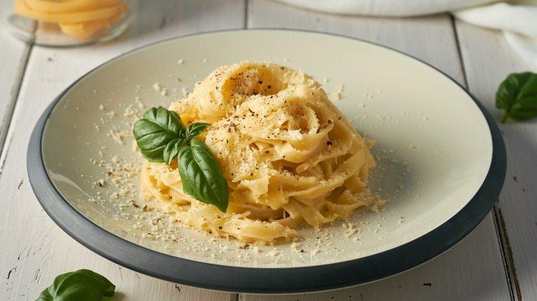 Fettuccine al burro (with butter) in a bowl.