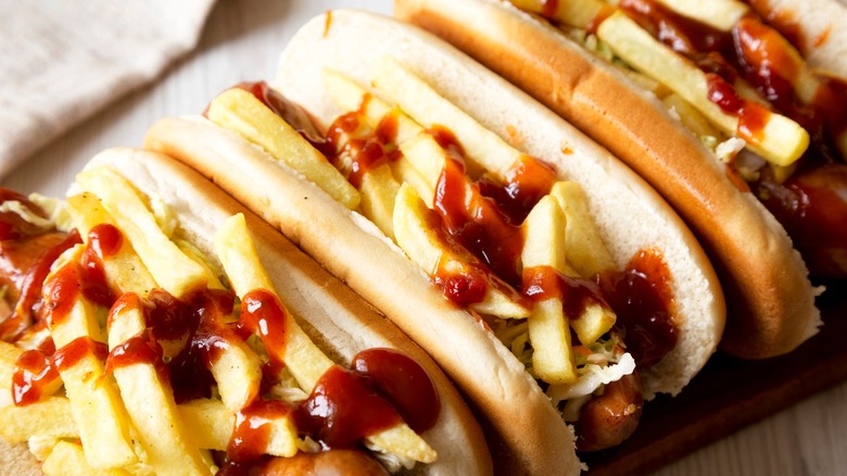 a row of Polish Boy sandwiches