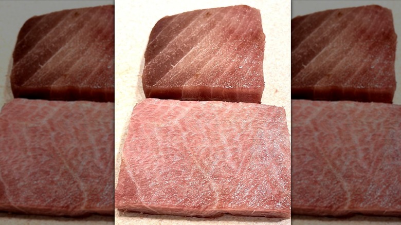 smooth slabs of dry aged tuna