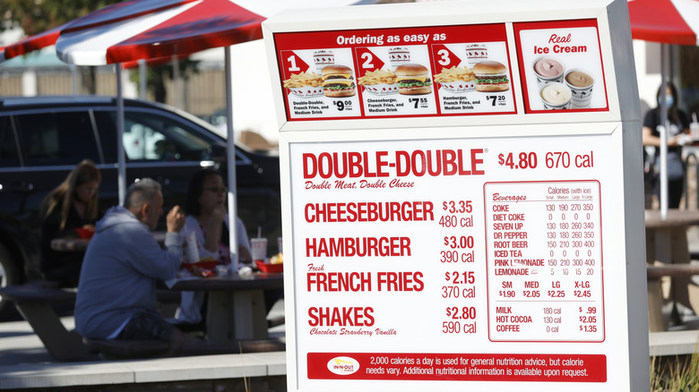 In-N-Out drive-thru menu