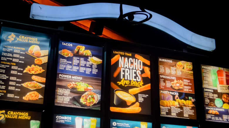 Taco Bell drive-thru menu