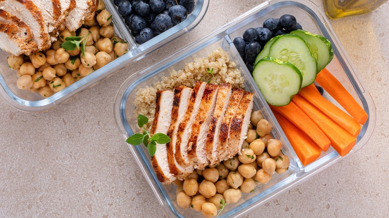 meal prep containers filled with meat and vegetables