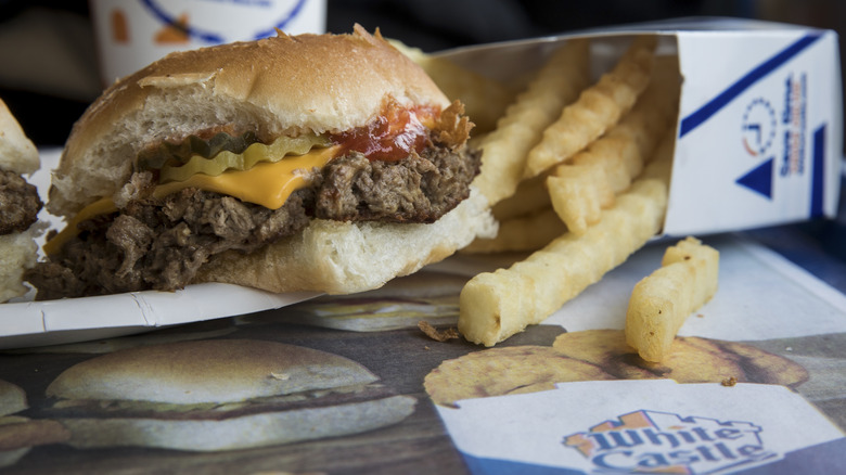 White Castle burger and fries