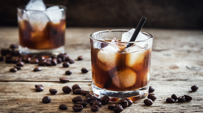 Black russian and coffee beans