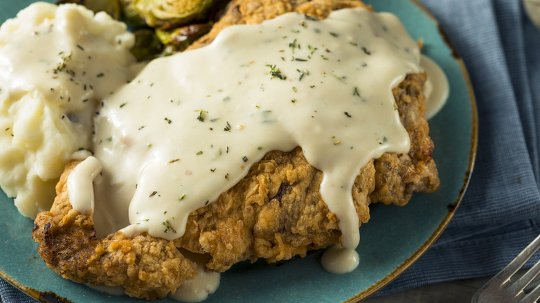 Gravy on country fried steak