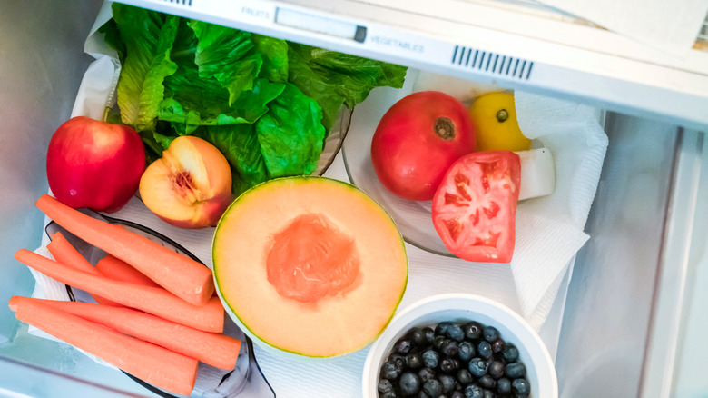 Produce in crisper drawer