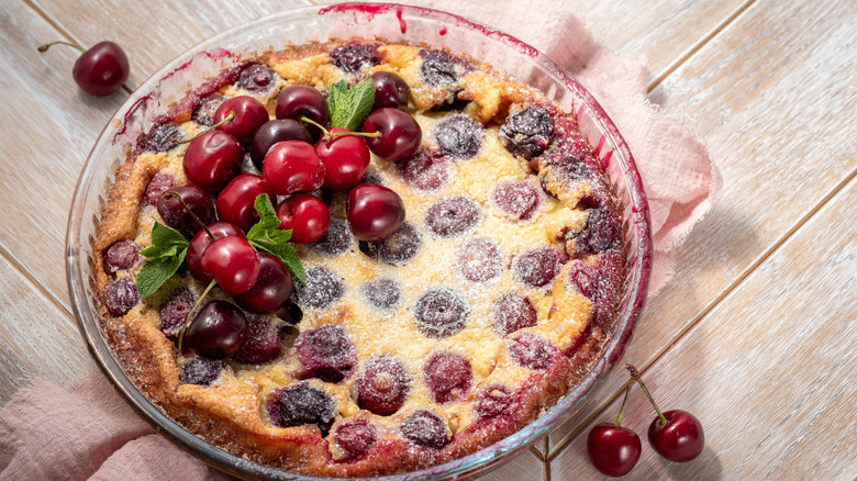 Top down of cherry clafoutis