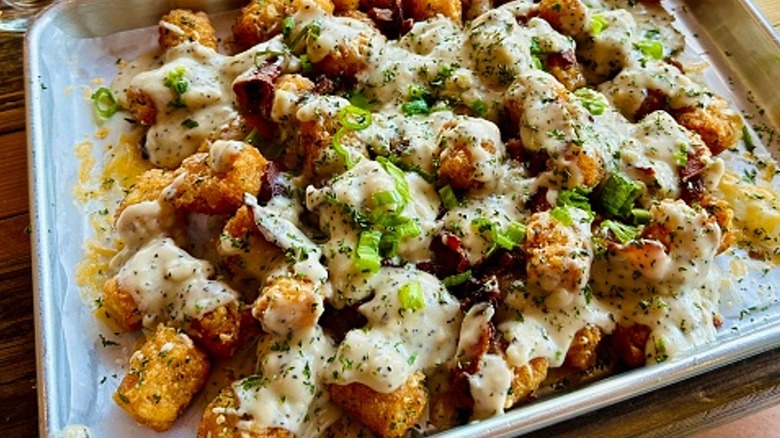 A baking sheet of tater tots