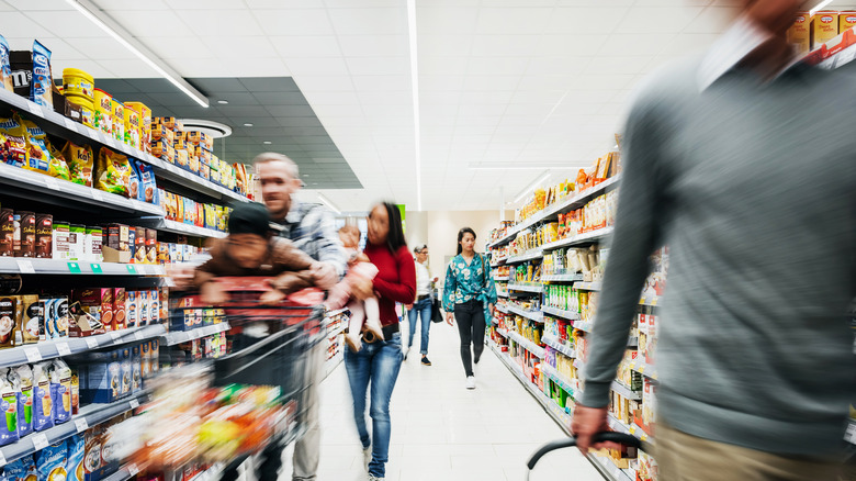 A busy supermarket aisle