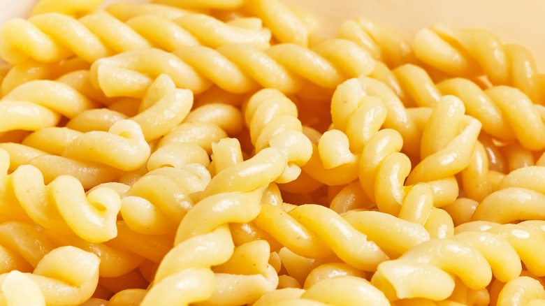 close-up of fusilli noodles