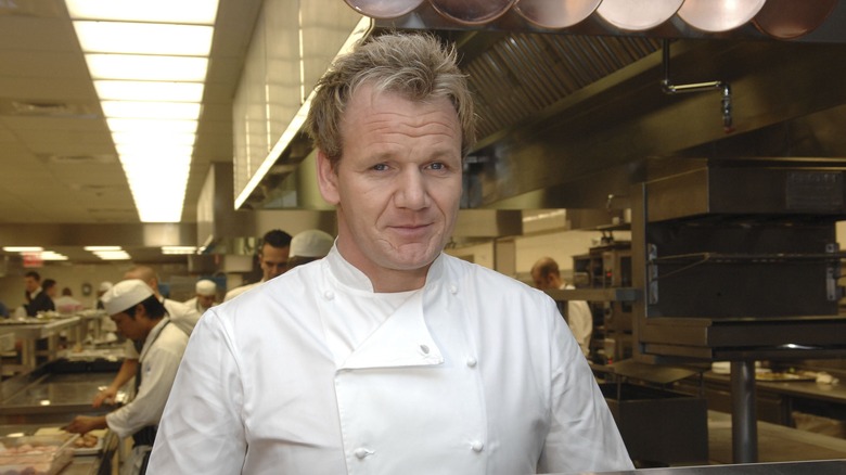 Gordon Ramsay in kitchen of Restaurant Gordon Ramsay