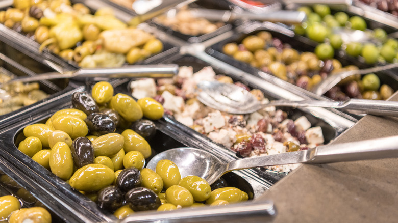 Olives at an olive bar