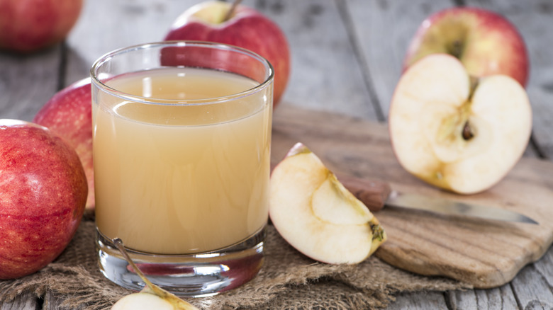 Glass of fresh apple juice