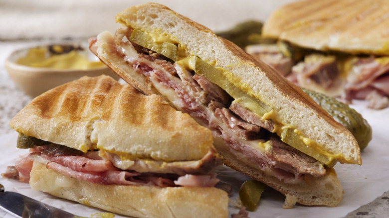 Side view of a Cuban sandwich