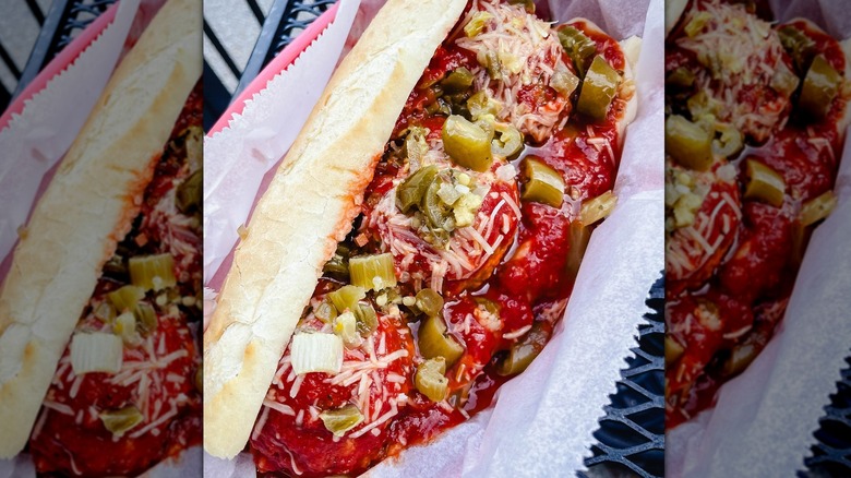 Meatball sub with peppers