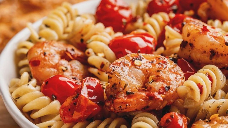 grilled shrimp pasta with roasted tomatoes