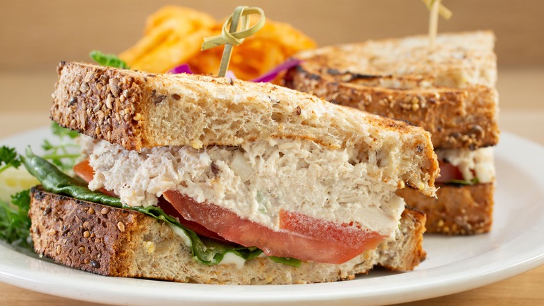 Tuna sandwich in a plate