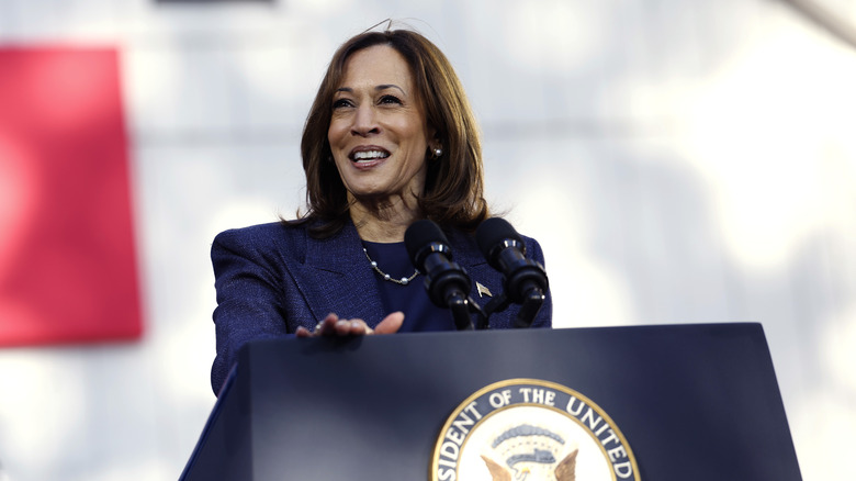 Kamala Harris at podium