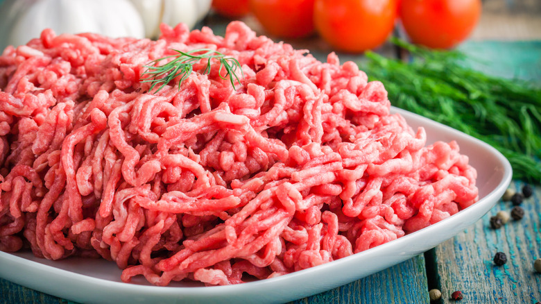 plate of ground beef