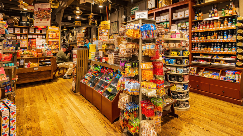 Interior of a Cracker Barrel gift shop.