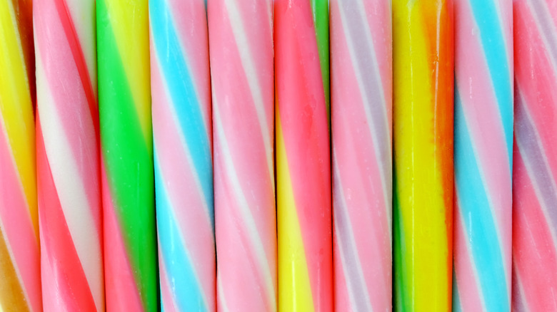 A closeup of hard candy sticks.