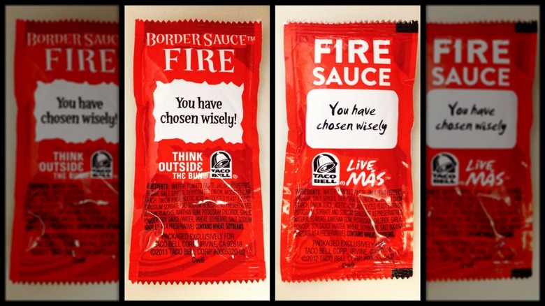 Side-by-side changes of Taco Bell's Fire sauce packets
