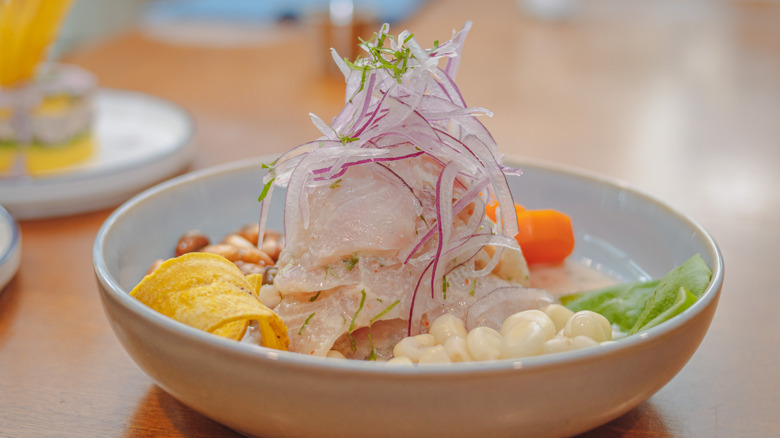 displayed serving of ceviche