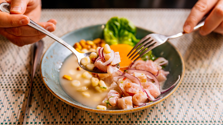 ceviche served in plate